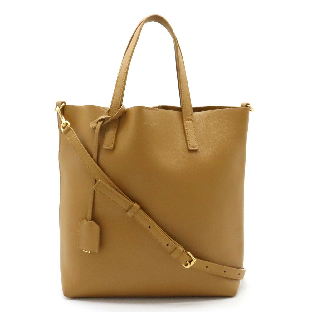 SAINT LAURENT PARIS YSL Yves Saint Toy Shopping Tote Bag Shoulder Leather Brown